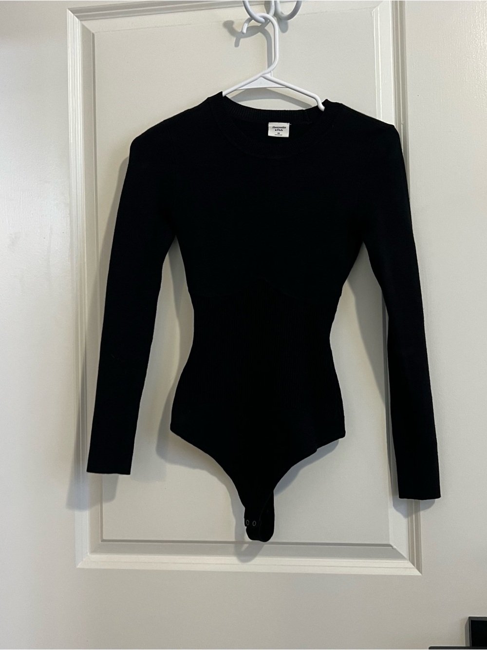 Abercrombie & Fitch Black Long-Sleeve Ribbed One-Piece Bodysuit